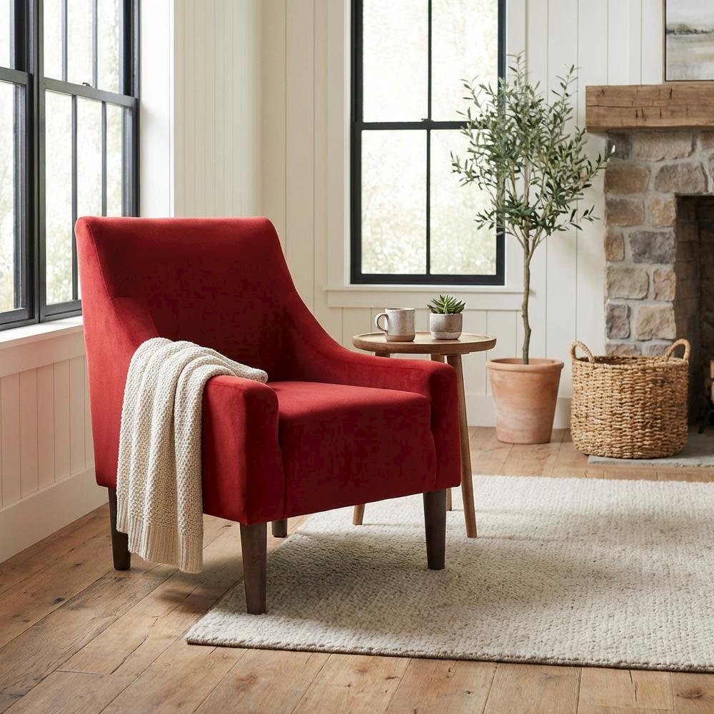 Shea Lounge Chair - Bella Rouge Red. Picture 2