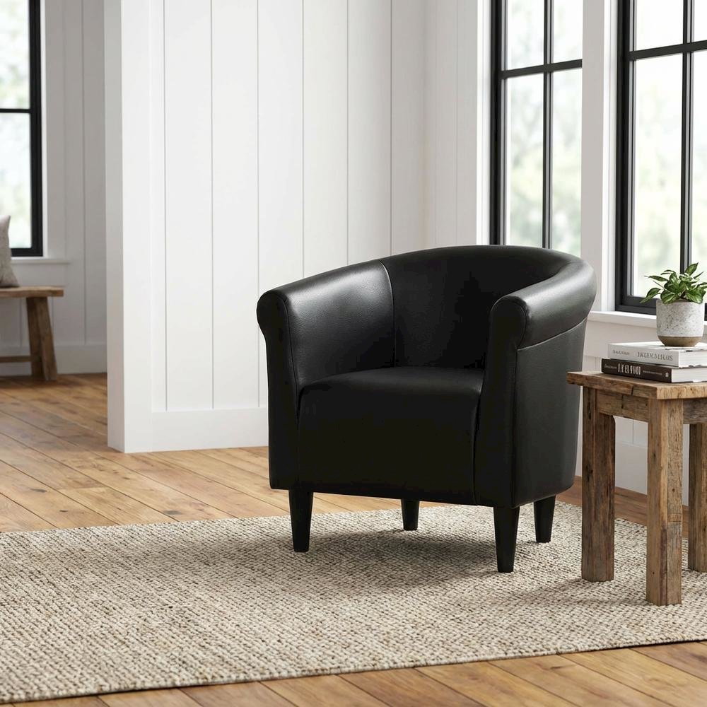 Savannah Club Chair - Leatherette Black. Picture 2