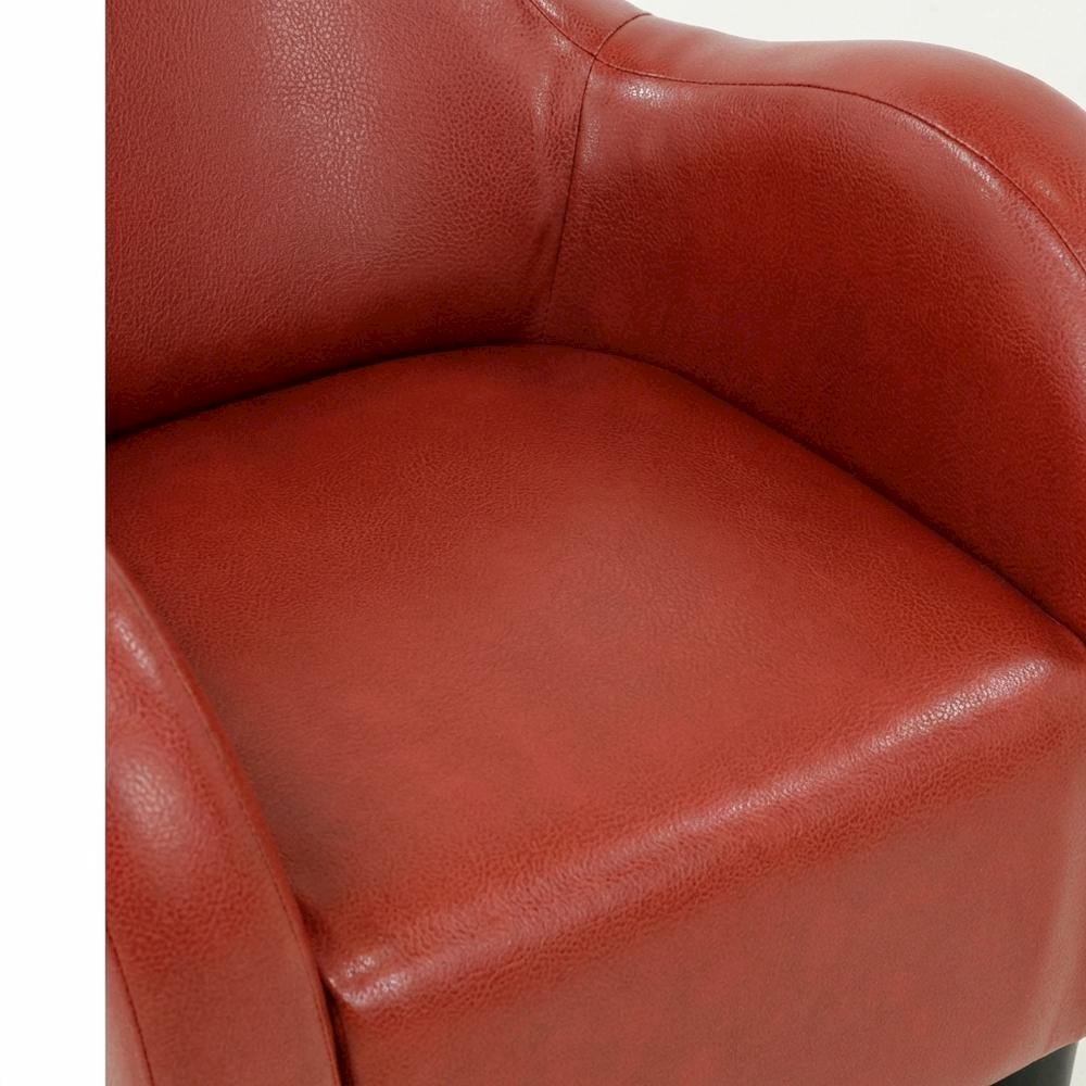 Julian Mid Century Arm Chair - Leatherette Red. Picture 3