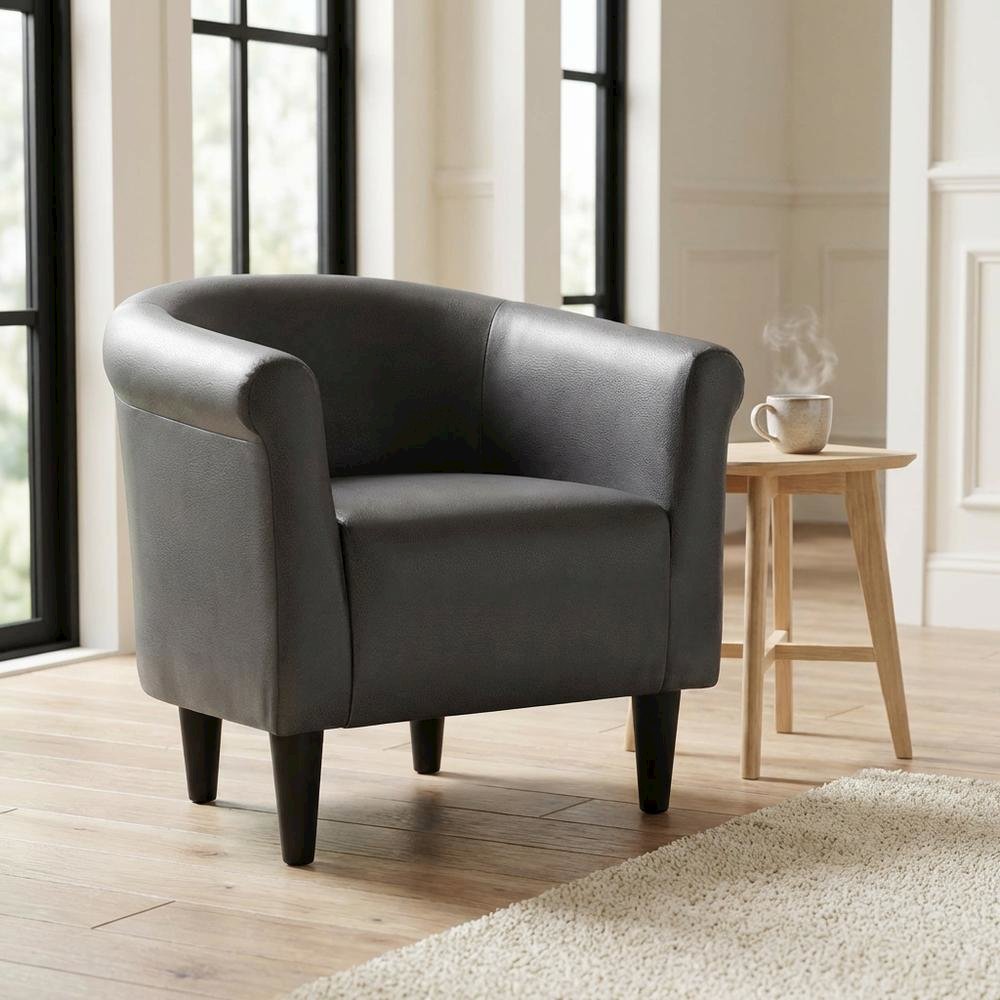 Savannah Club Chair - Leatherette Carbon. Picture 2