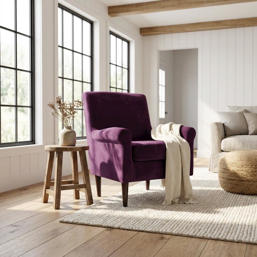 Ellis Rolled Arm Lounge Chair - Purple. Picture 2