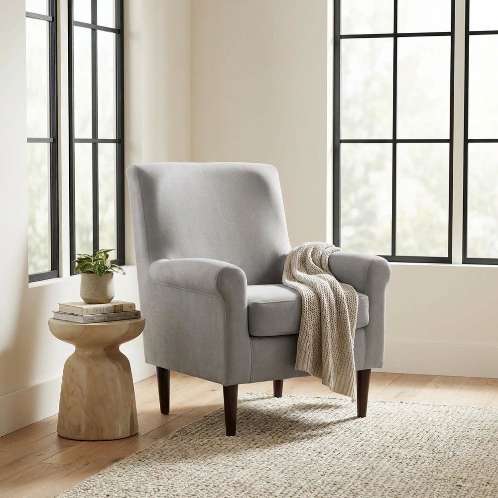 Ellis Rolled Arm Lounge Chair - Gray. Picture 2
