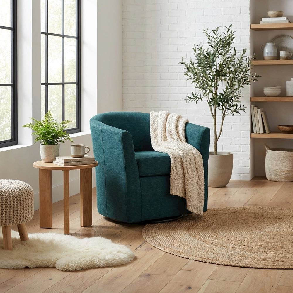 Windsor Swivel Chair  - Teal. Picture 2