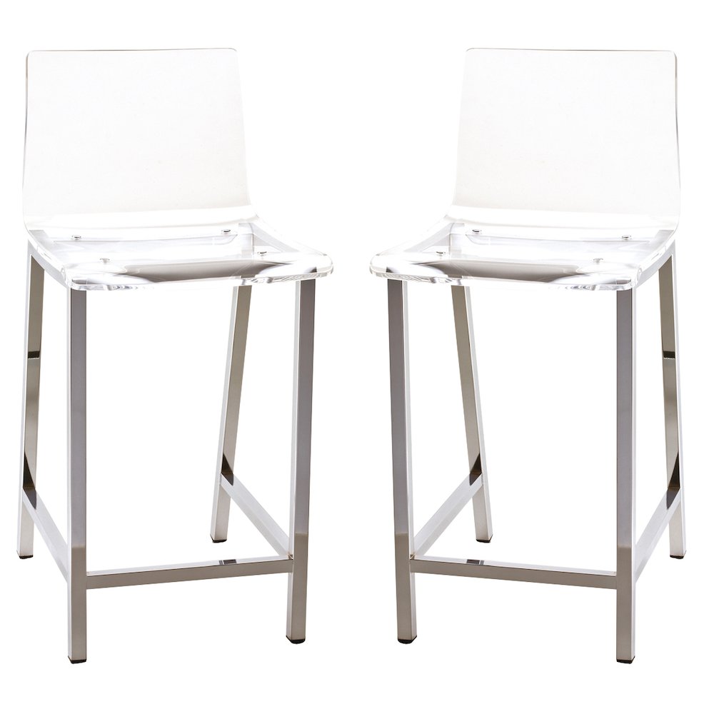 Clear Lucite Acrylic Backless Counter Stool Set of 2. Picture 1
