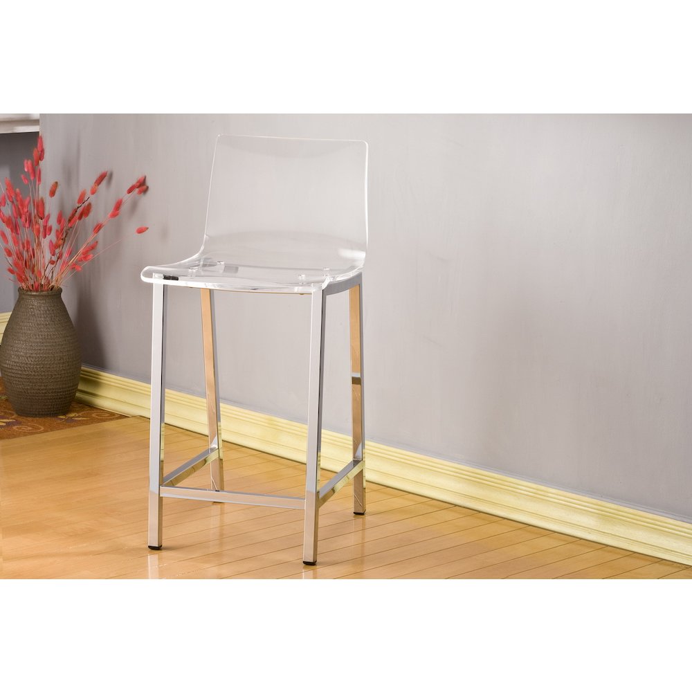 Clear Lucite Acrylic Backless Counter Stool Set of 2. Picture 5
