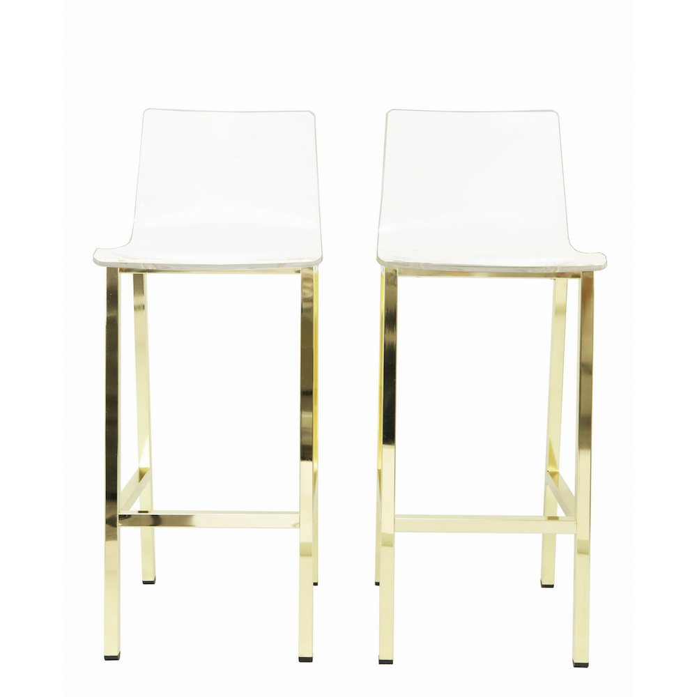 Clear Chrome Lucite Acrylic Tall Bar Stool Set of 2. Picture 9
