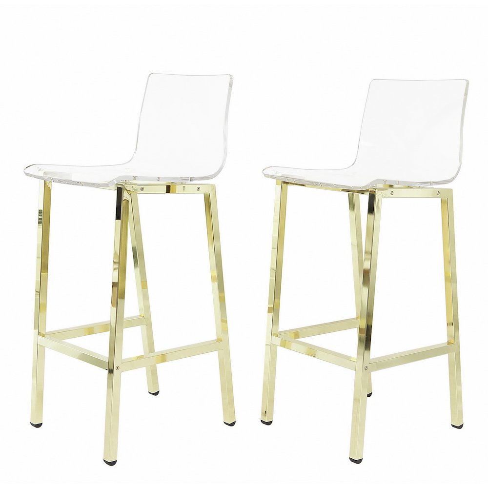 Clear Chrome Lucite Acrylic Tall Bar Stool Set of 2. Picture 5