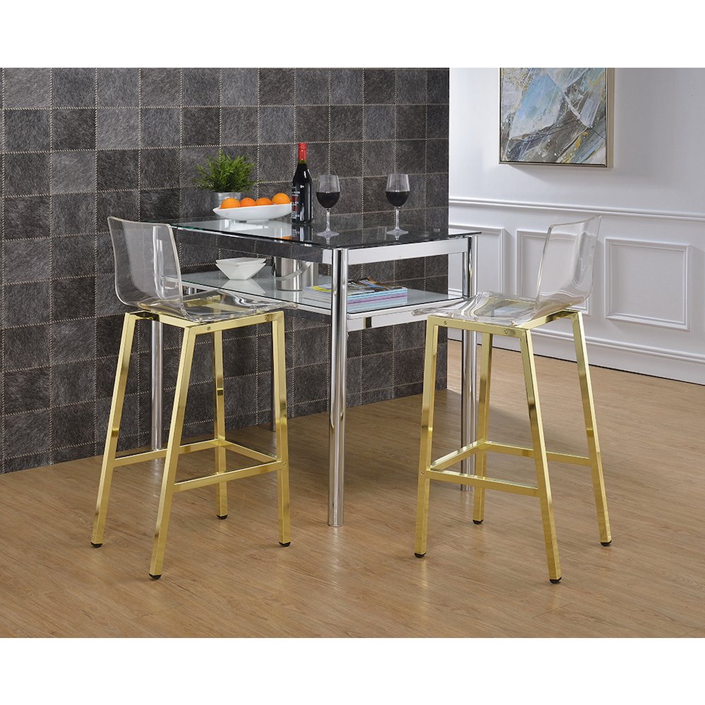 Clear Chrome Lucite Acrylic Tall Bar Stool Set of 2. Picture 8