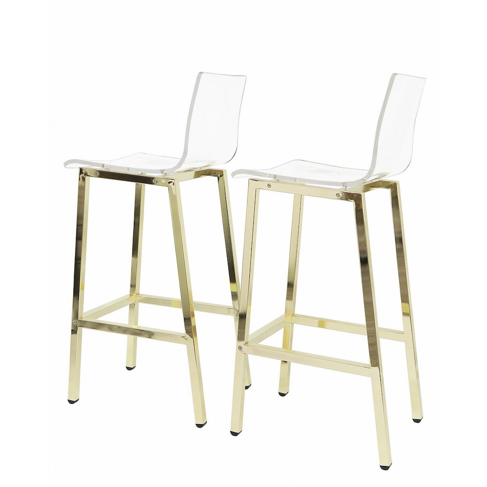 Clear Chrome Lucite Acrylic Tall Bar Stool Set of 2. Picture 6