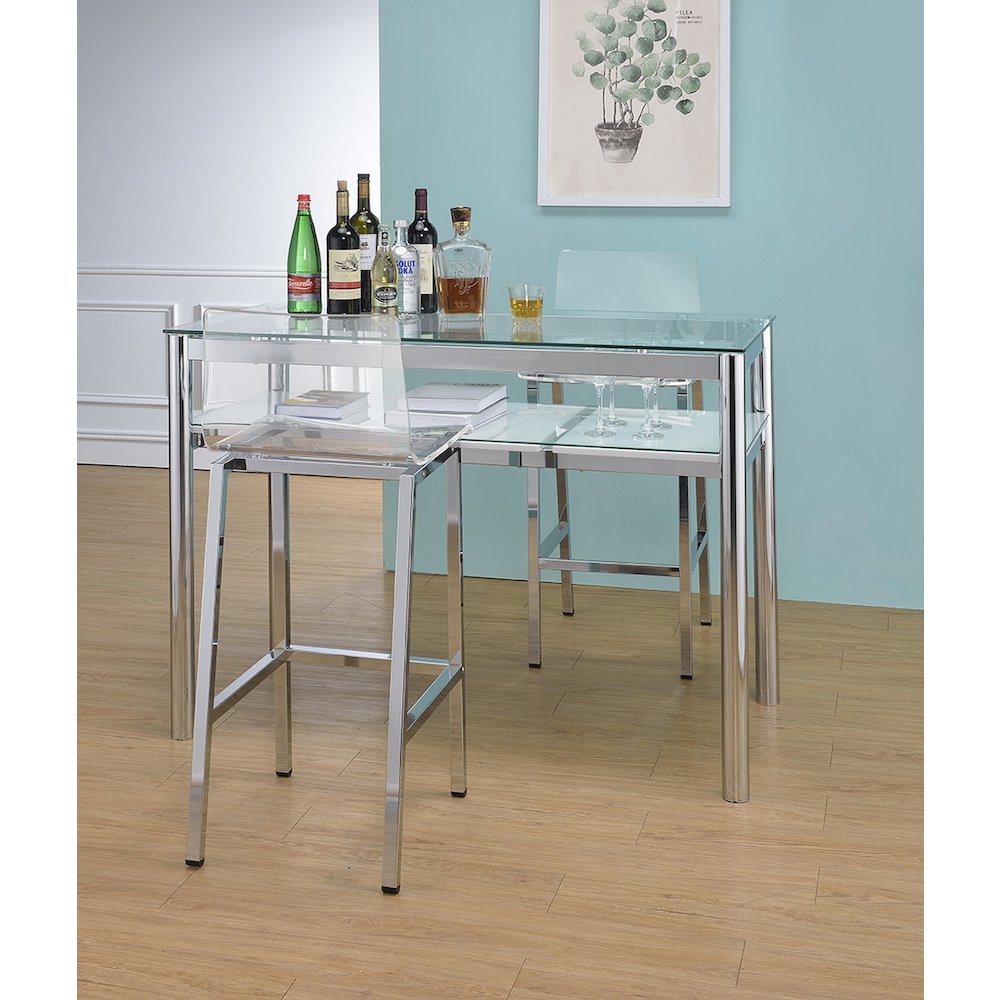 Clear Chrome Lucite Acrylic Tall Bar Stool Set of 2. Picture 2