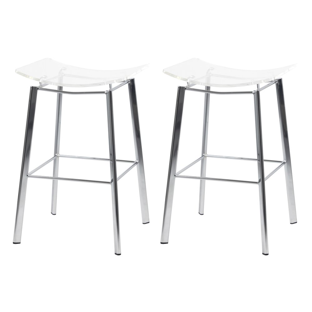 Acrylic Artina Chrome Barstools - Set of 2. Picture 1