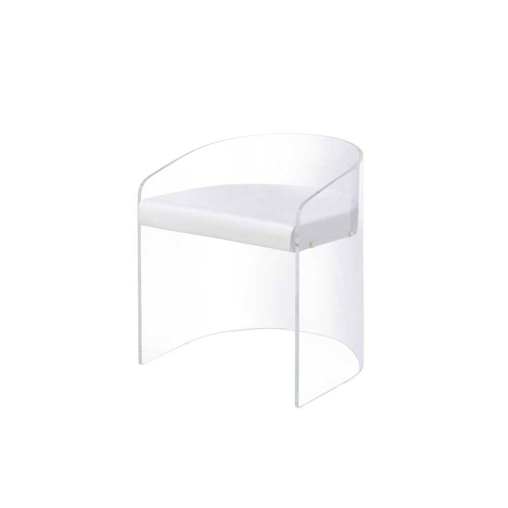 White Lucite Acrylic U-Shape Molded Ghost Dining Chair. Picture 2