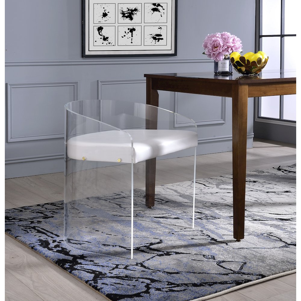 White Lucite Acrylic U-Shape Molded Ghost Dining Chair. Picture 7