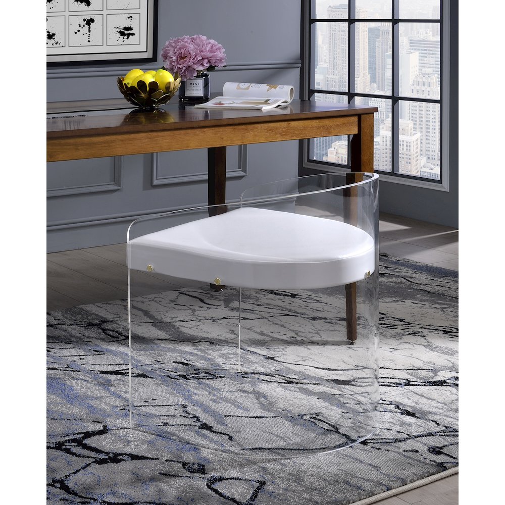 White Lucite Acrylic U-Shape Molded Ghost Dining Chair. Picture 9