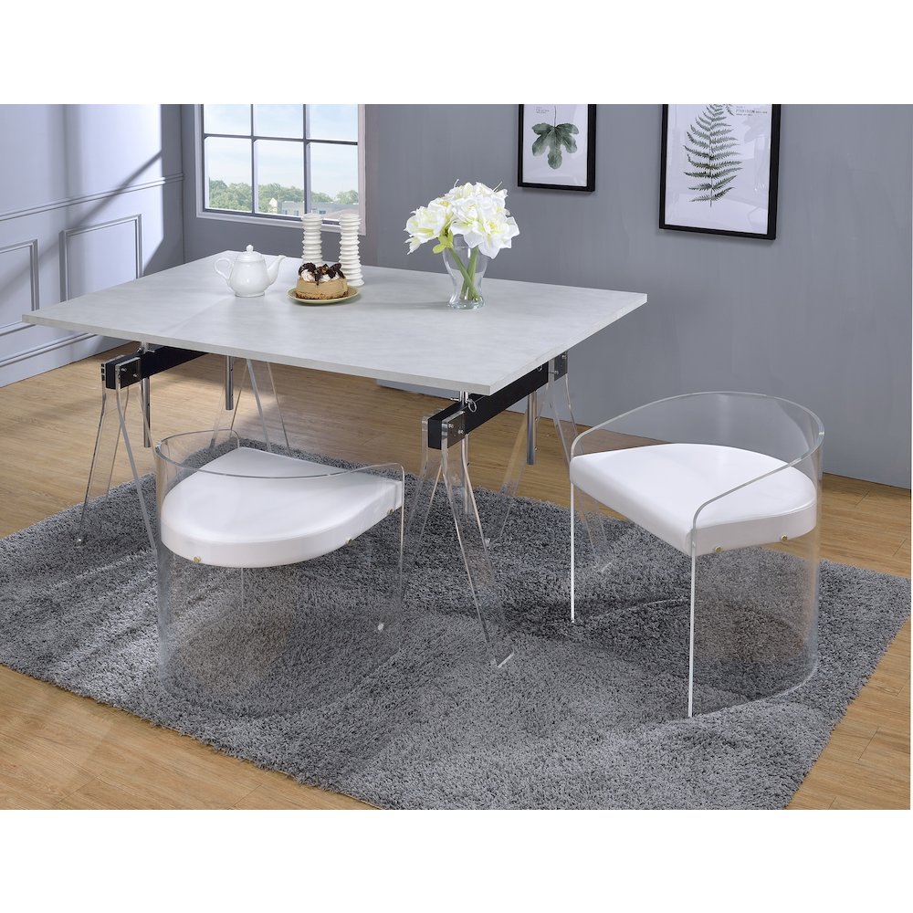 White Lucite Acrylic U-Shape Molded Ghost Dining Chair. Picture 10