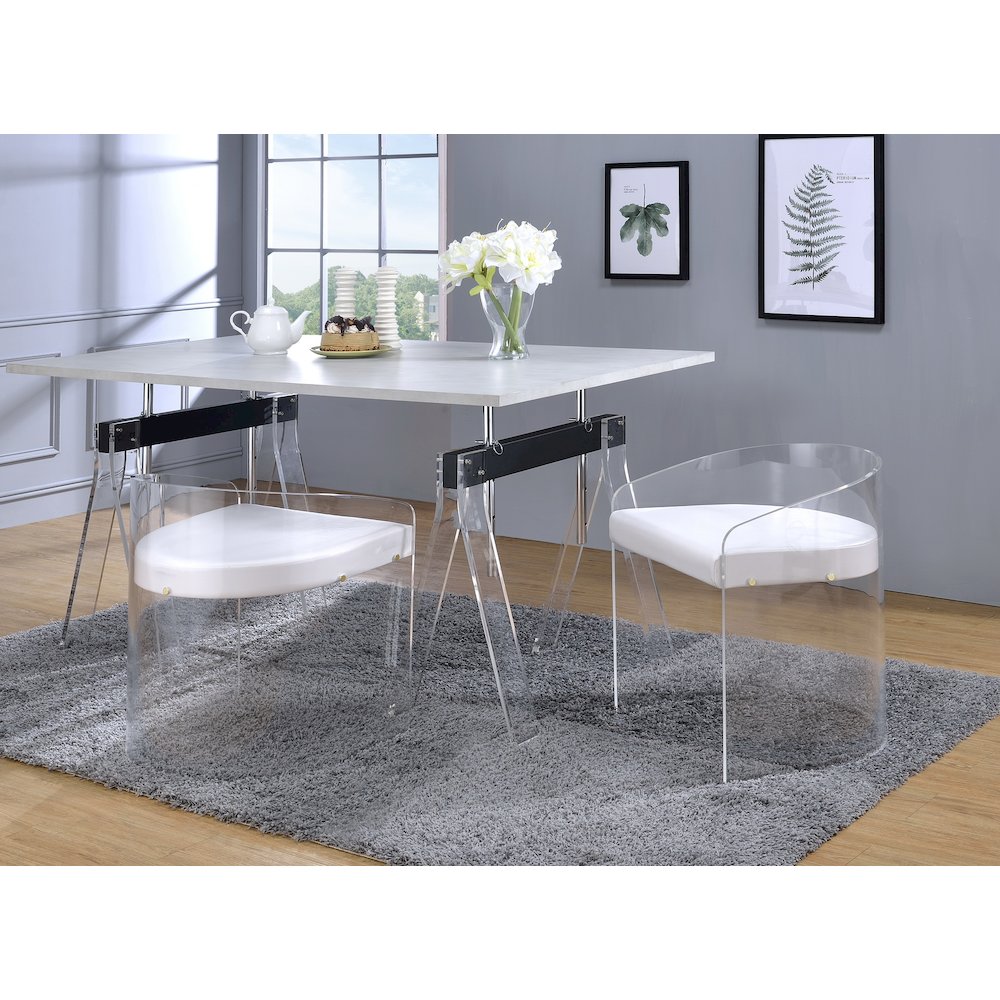 White Lucite Acrylic U-Shape Molded Ghost Dining Chair. Picture 5