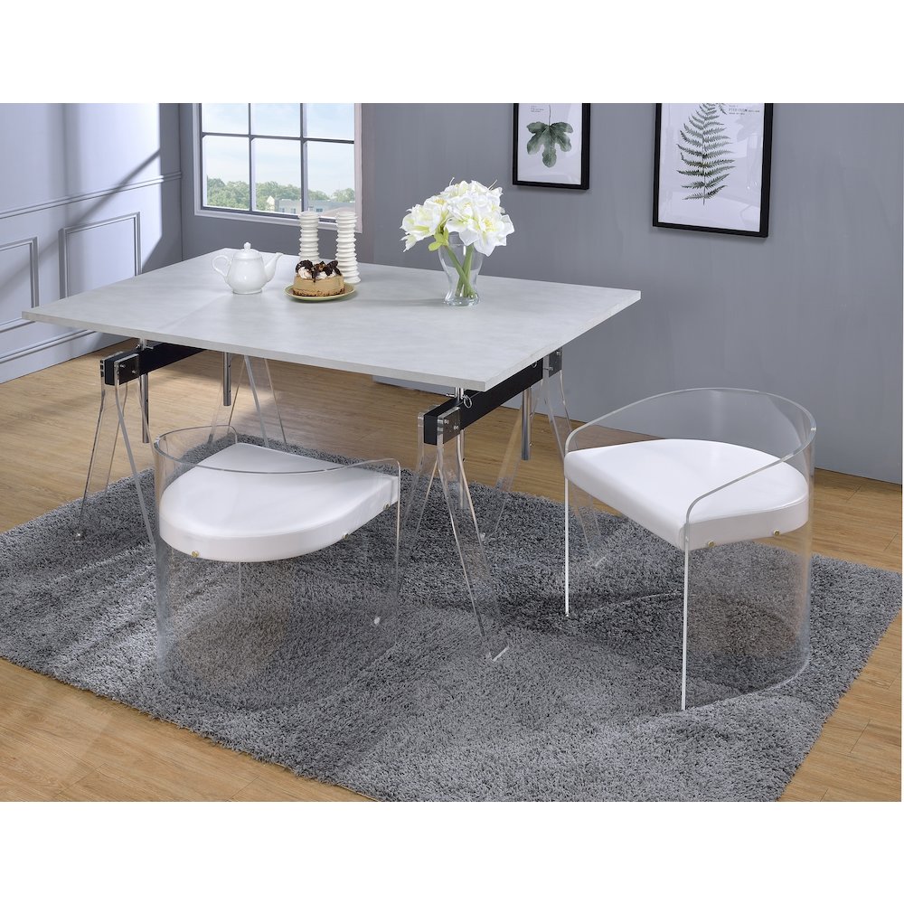 White Lucite Acrylic U-Shape Molded Ghost Dining Chair. Picture 3