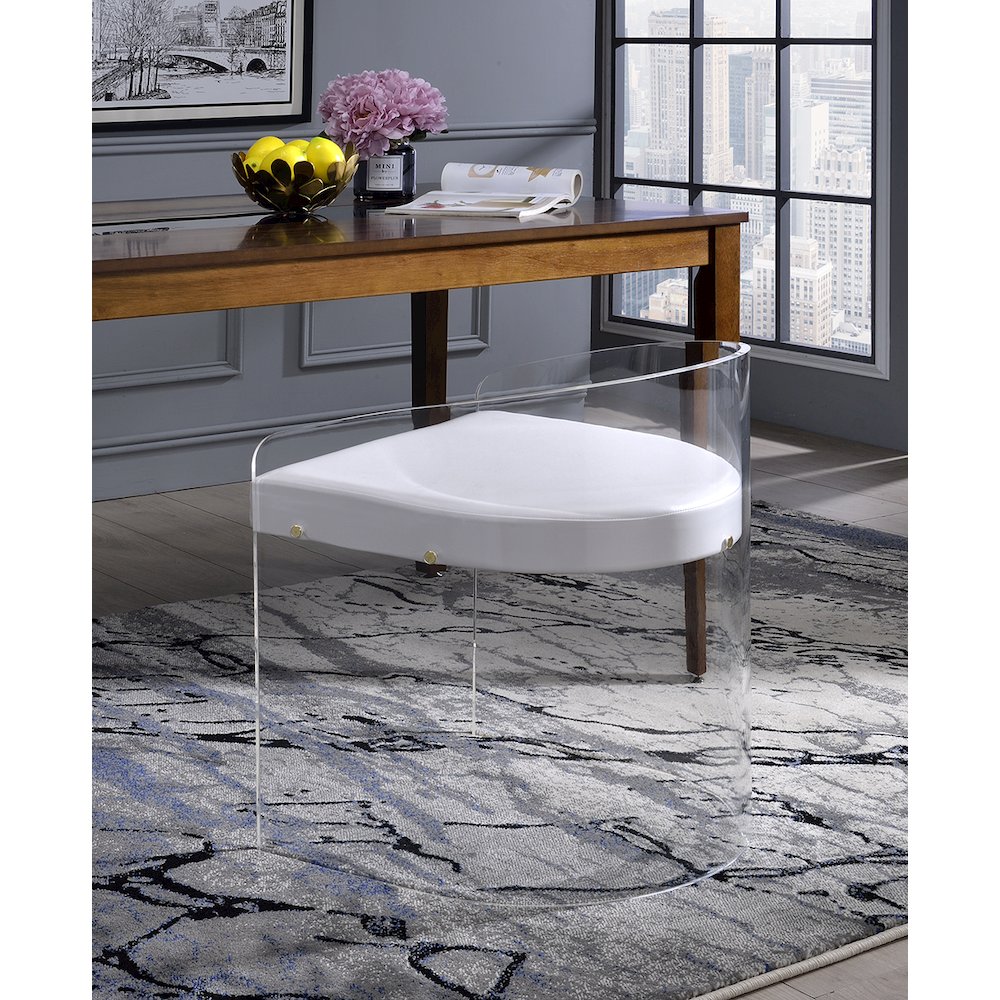 White Lucite Acrylic U-Shape Molded Ghost Dining Chair. Picture 6