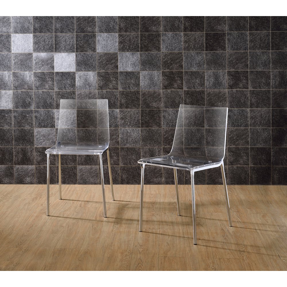 Clear Chrome Lucite Acrylic Ghost Dining Chair Set of 2. Picture 2