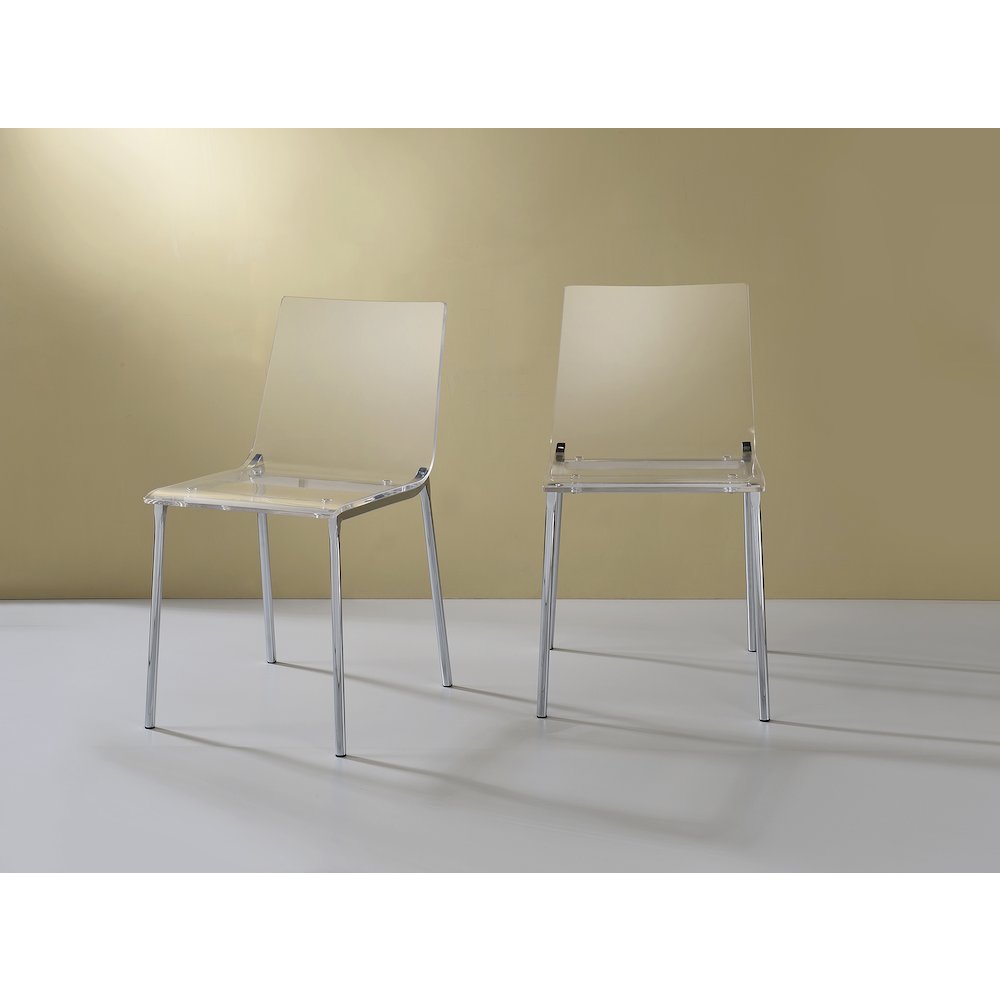 Clear Chrome Lucite Acrylic Ghost Dining Chair Set of 2. Picture 3