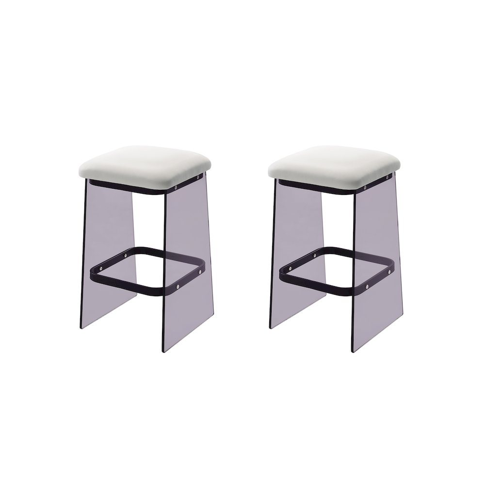 Black Smoked Lucite Acrylic Counter Stool Set of 2. Picture 1