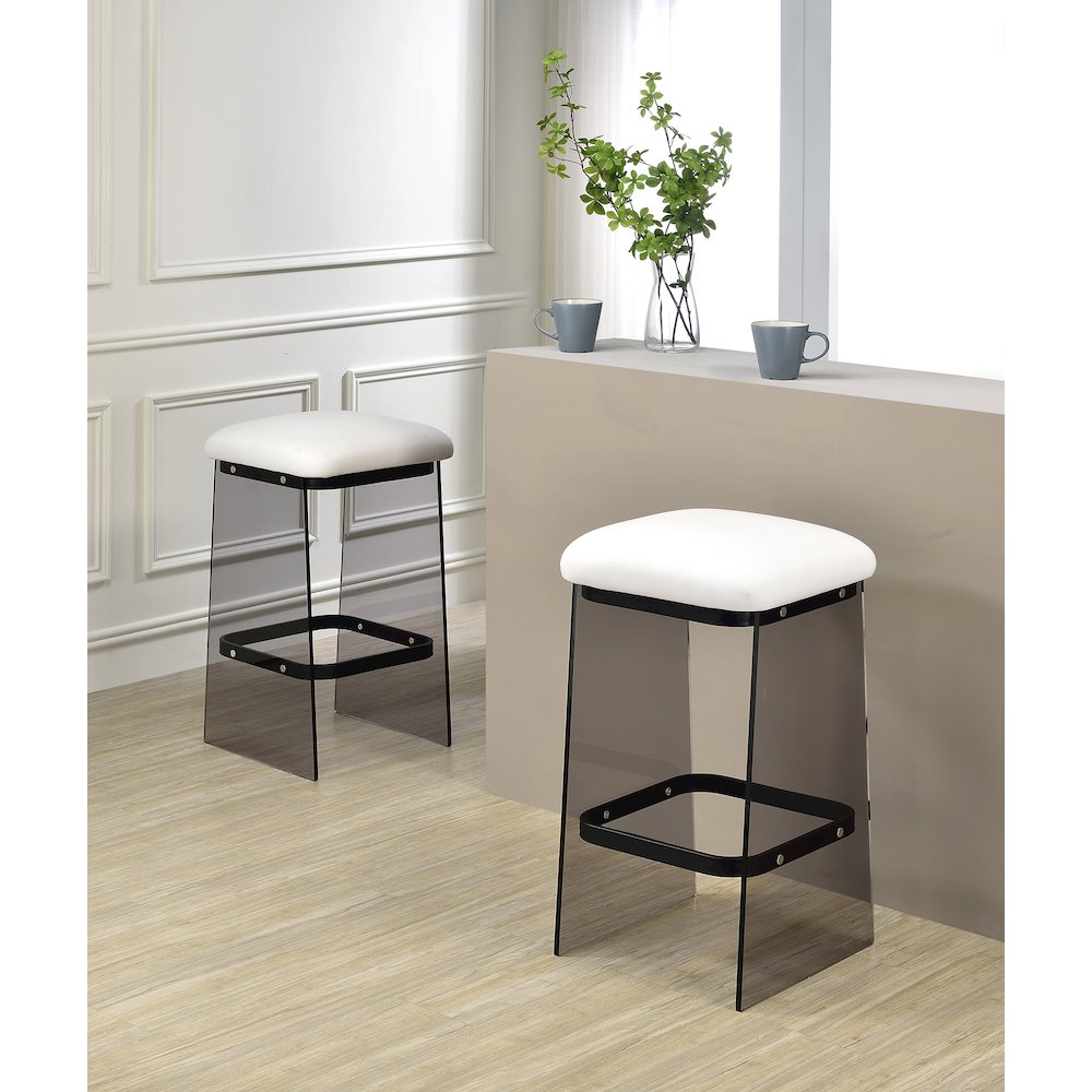 Black Smoked Lucite Acrylic Counter Stool Set of 2. Picture 2