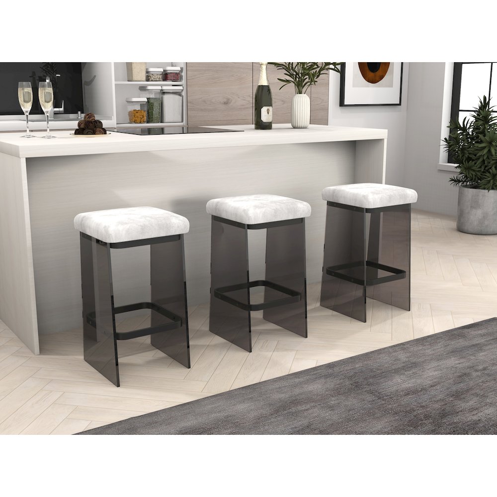 Black Smoked Lucite Acrylic Counter Stool Set of 2. Picture 4