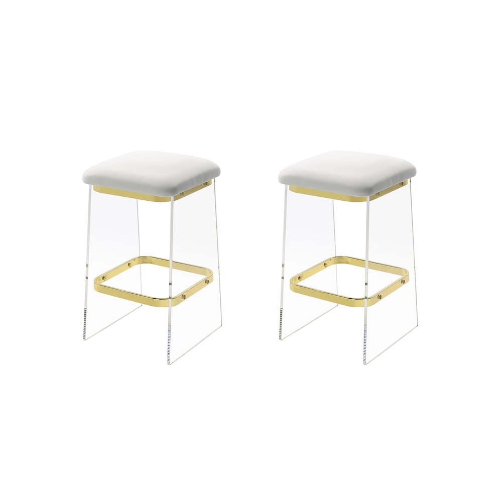 Gold Lucite Acrylic Counter Stool Glam Home Set of 2. Picture 3