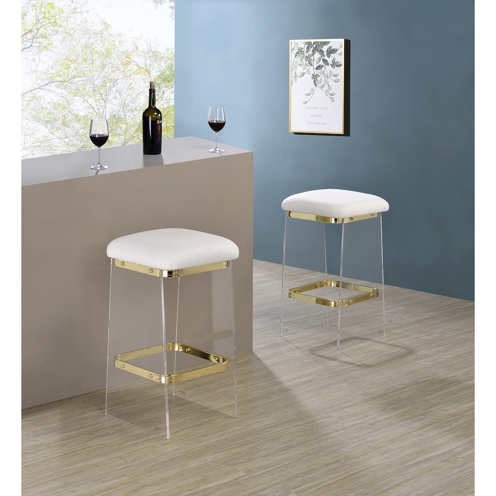 Gold Lucite Acrylic Counter Stool Glam Home Set of 2. Picture 2