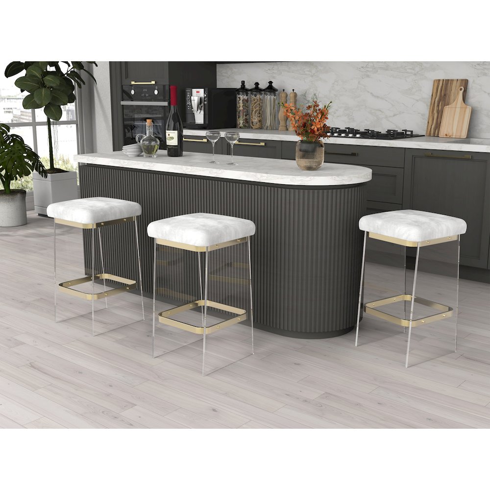 Gold Lucite Acrylic Counter Stool Glam Home Set of 2. Picture 5