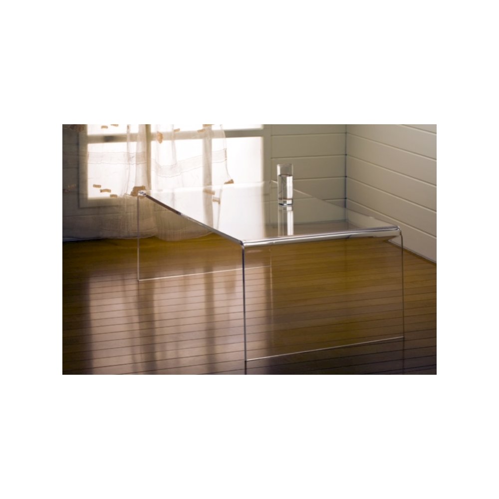 Clear Lucite Acrylic Low Profile Rectangular Coffee Table. Picture 6