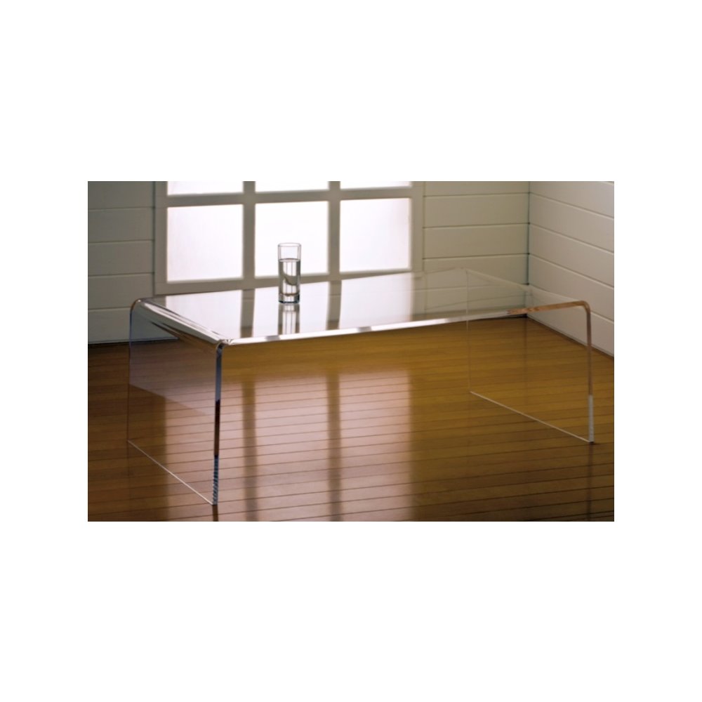 Clear Lucite Acrylic Low Profile Rectangular Coffee Table. Picture 7