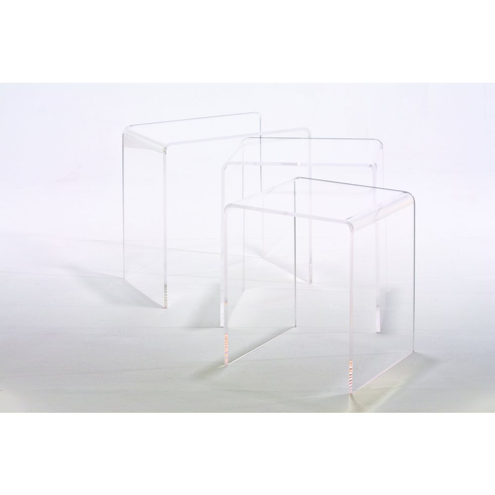 Clear Lucite Acrylic Nesting Side Tables Accent Set of 3. Picture 1