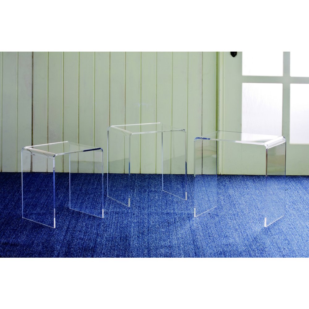 Clear Lucite Acrylic Nesting Side Tables Accent Set of 3. Picture 6