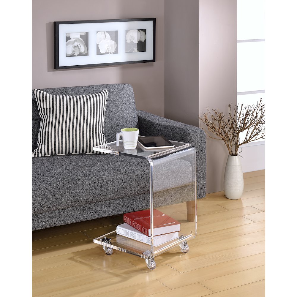 Clear Lucite Acrylic C-Shape Side Accent End Table. Picture 2