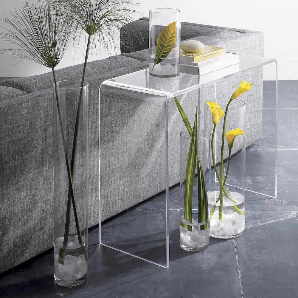 Clear Lucite Acrylic Slim Console Table 15-Inch Wide. Picture 4