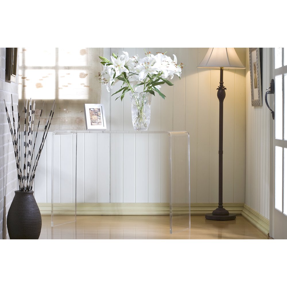 Clear Lucite Acrylic Slim Console Table 15-Inch Wide. Picture 5