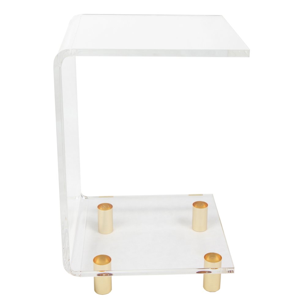 Gold Lucite Acrylic C-Shape Side Accent Table Glam. Picture 2