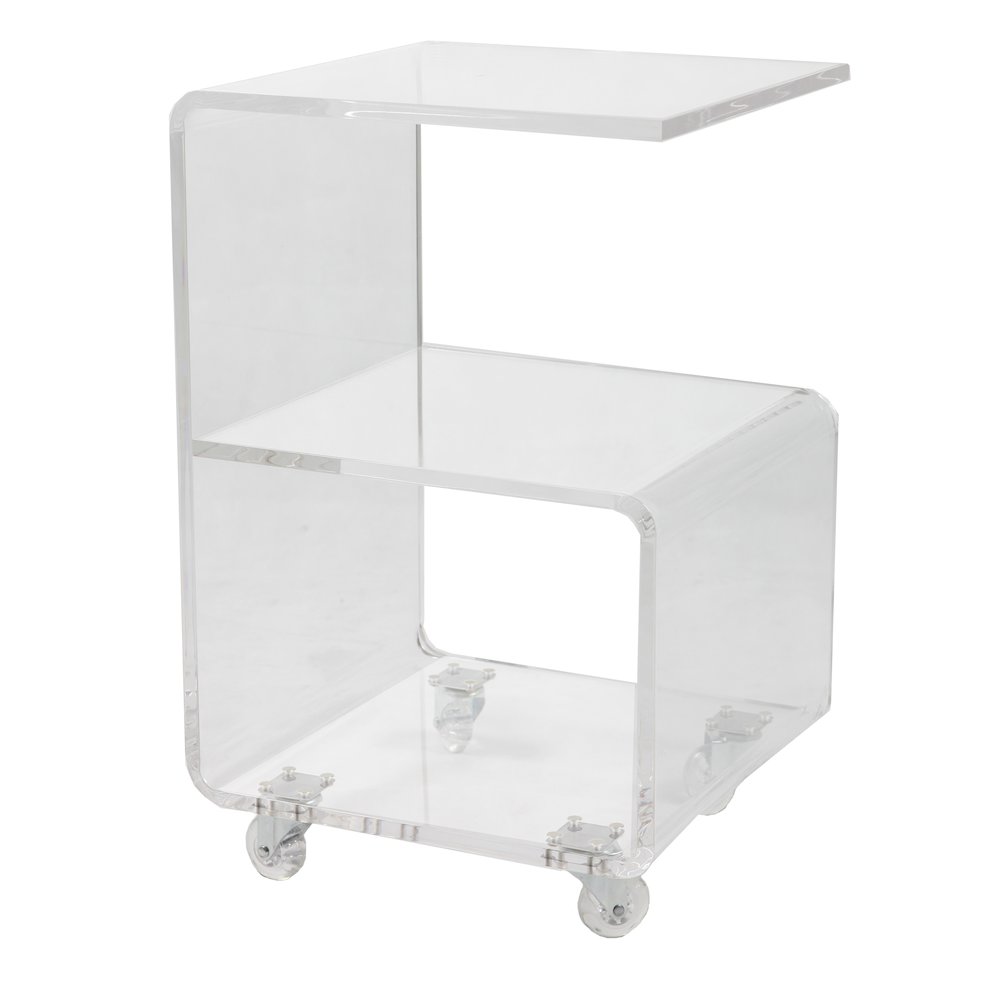 Clear Lucite Acrylic G-Shape Cantilever Accent Table. Picture 1