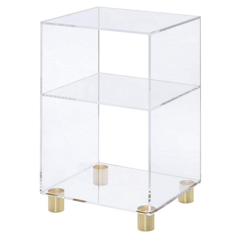 Acrylic Elson End Table with 4 Gold Legs. Picture 1