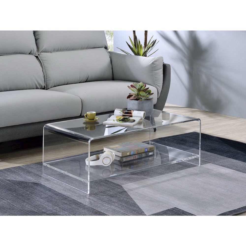 Clear Acrylic Two-Tier Lower Coffee Table Lucite Modern. Picture 2