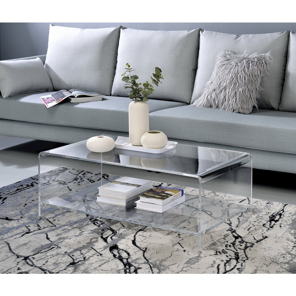 Clear Acrylic Two-Tier Lower Coffee Table Lucite Modern. Picture 3