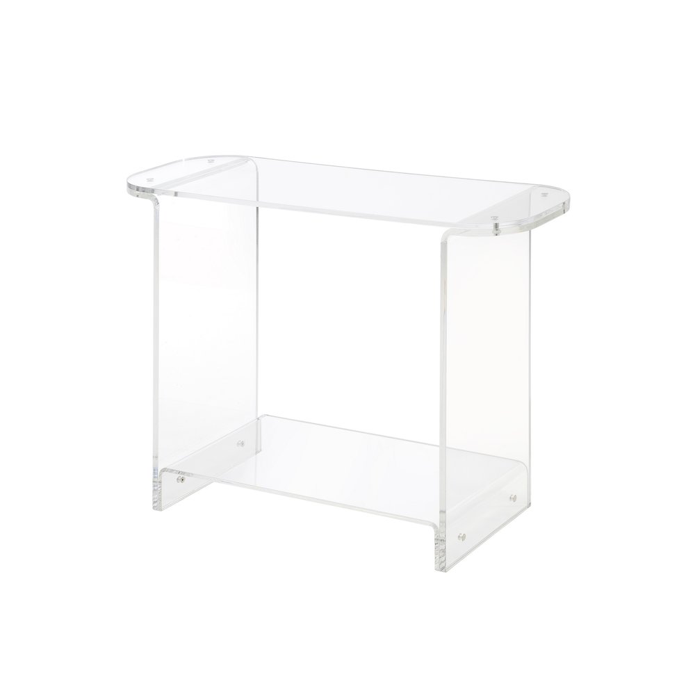 Clear Lucite Acrylic Console Table with Open Shelf. Picture 1