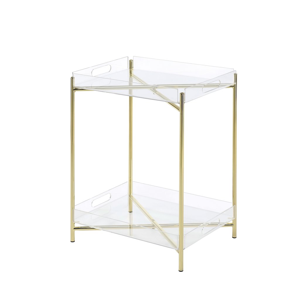Gold Acrylic End Table Glam Lucite Transparent Accent. Picture 1