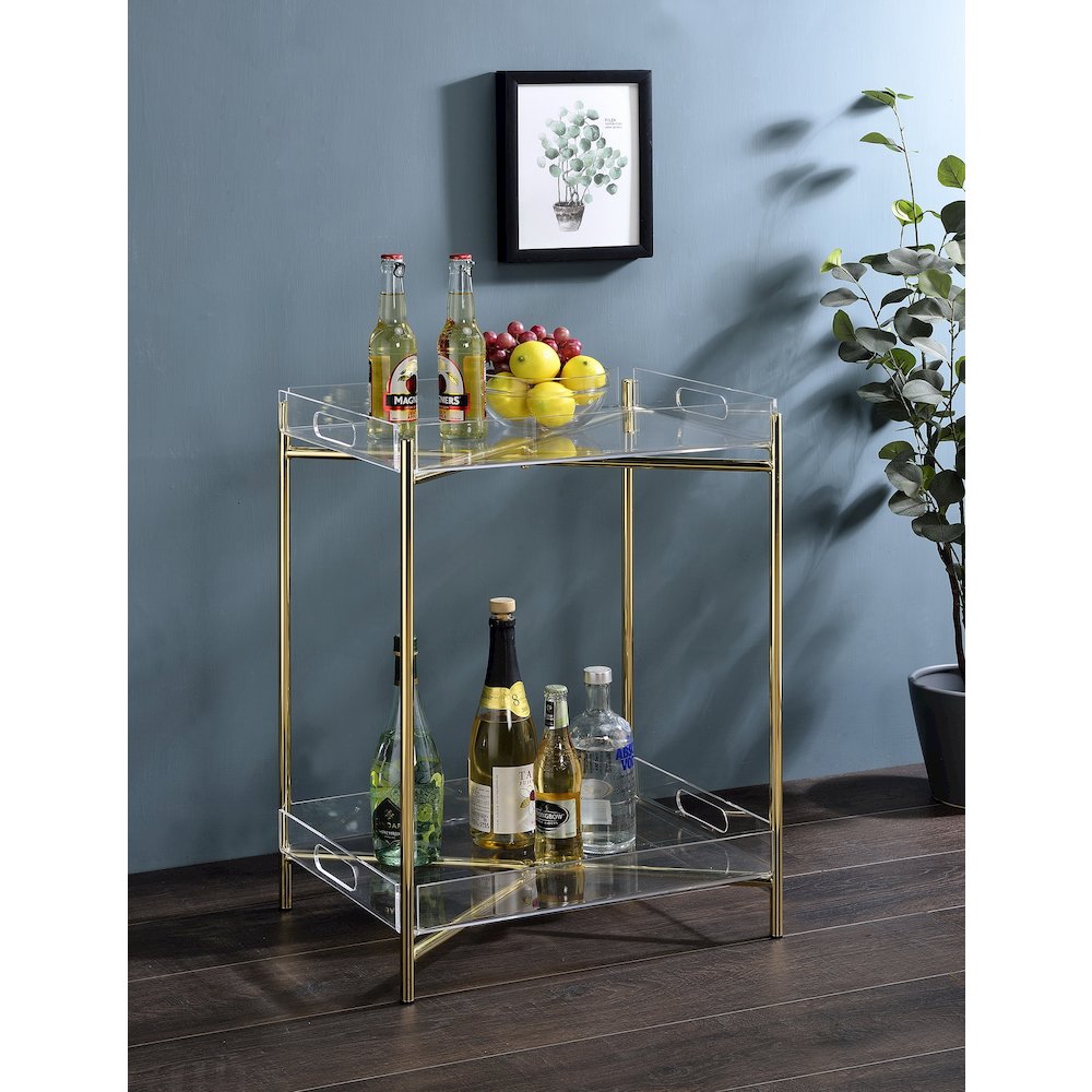 Gold Acrylic End Table Glam Lucite Transparent Accent. Picture 4