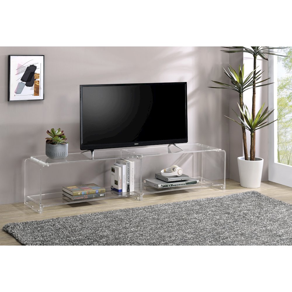 Clear Lucite Acrylic Wide TV Stand Entertainment Console. Picture 3