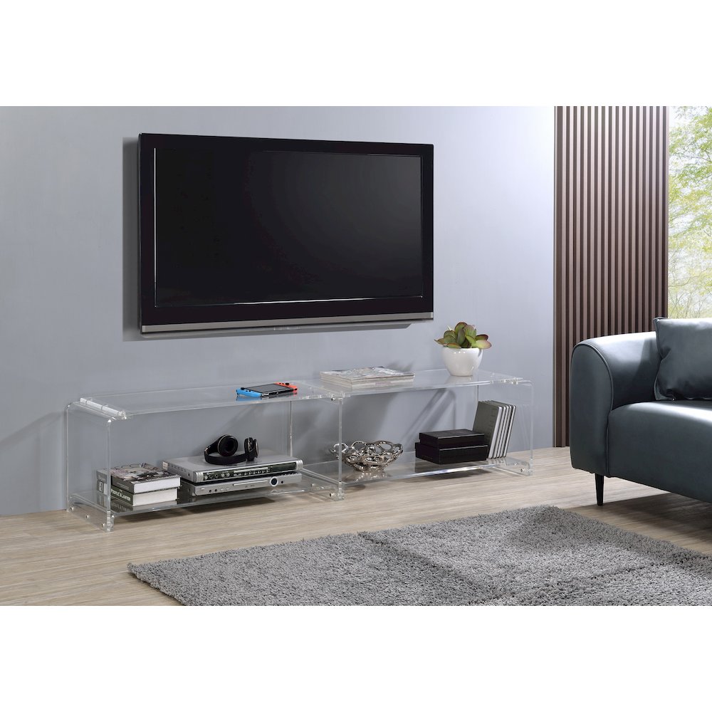 Clear Lucite Acrylic Wide TV Stand Entertainment Console. Picture 4