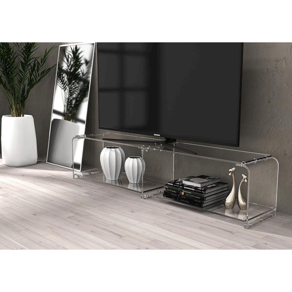 Clear Lucite Acrylic Wide TV Stand Entertainment Console. Picture 5