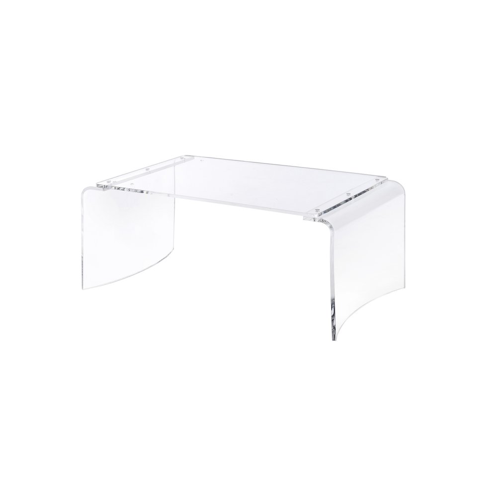 Clear Lucite Acrylic Wide Rectangular Coffee Table. Picture 1