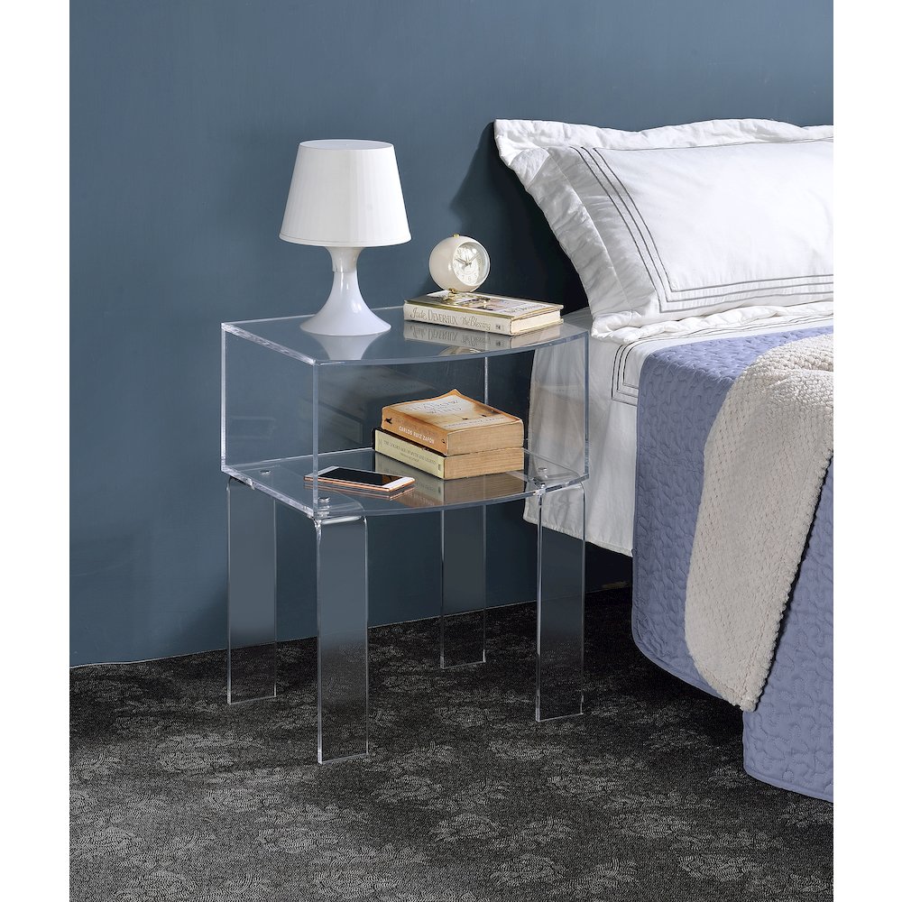 Clear Lucite Acrylic Modern Open End Table Side Accent. Picture 2